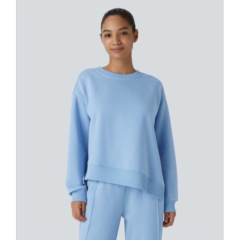 Halara Round Neck Dropped Shoulder Sweatshirt Long Sleeve Oversize Fleece Size L